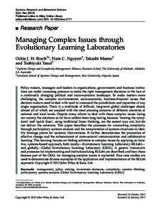 Systems Research and Behavioral Science Syst. Res[removed]Published online in Wiley Online Library (wileyonlinelibrary.com) DOI: [removed]sres.2171  ■ Research Paper