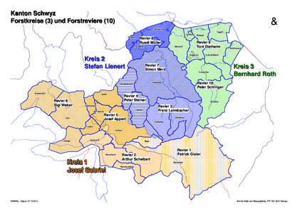 Kanton Schwyz Forstkreise (3) und Forstreviere (10) & Freienbach Freienbach