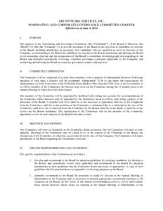 ARI NETWORK SERVICES, INC. NOMINATING AND CORPORATE GOVERNANCE COMMITTEE CHARTER Effective as of June 4, 2014 I.