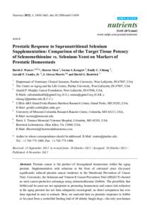 Prostatic Response to Supranutritional Selenium Supplementation: Comparison of the Target Tissue Potency of Selenomethionine vs. Selenium-Yeast on Markers of Prostatic Homeostasis
