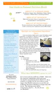 Nutrition Insight with UVM Dining  MAR/APR 2015 NEWSLETTER Your Guide to National Nutrition Month MARCH 9th-15th: IN ORDINARY GRAINS