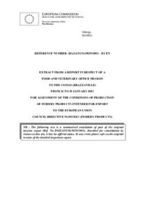 Extract from a report in respect of a FVO mission to the Congo (Brazzaville) from 24 to 30 January 2003 for assessment of...