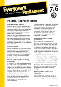 Factsheet  7.6 Political Representation What are political parties?