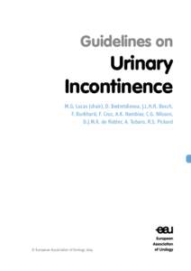 Urinary incontinence / Evidence-based medicine / Duloxetine / Percutaneous tibial nerve stimulation / Obstetric fistula / Prostate cancer / European Association of Urology / Urodynamic testing / Randomized controlled trial / Medicine / Health / Medical informatics