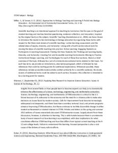 STEM Subject: Biology Miller, S., & Tanner, K. DApproaches to Biology Teaching and Learning A Portal into Biology Education : An Annotated List of Commonly Encountered Terms, 14, 1–14. http://doi.org