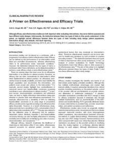 A Primer on Effectiveness and Efficacy Trials