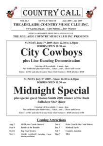 Adelaide Country Music Club Country Call June - July 2009 Issue - Vol 20.3