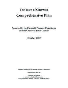 Town of Cheswold Comprehensive Plan (text only) - adopted and certified October 2003