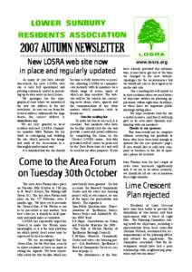 2007 AUTUMN NEWSLETTER New LOSRA web site now in place and regularly updated As many of you have already discovered, the new LOSRA web site is now full operational and
