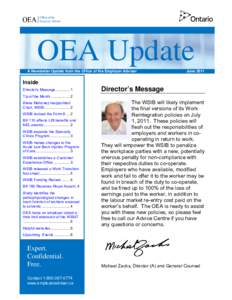 OEA Update A Newsletter Update from the Office of the Employer Adviser June[removed]Inside