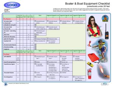 Boater & Boat Equipment Checklist  LOGO powerboats under 26 feet Confident and safe boating relies upon the boat and each person aboard being properly equipped. This checklist will help ensure you have what you need, and