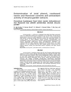 Majalah Farmasi Indonesia, 22(1), 50 – 59, 2011  Determination of total phenol, condensed