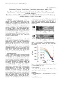 Spectroscopy / Particle physics / Colloidal chemistry / Diffraction / Dynamic light scattering / X-ray scattering techniques / Photon / Beamline / X-ray / Physics / Science / Scattering