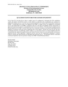 PFBC-DES-NDS (Rev. January[removed]PENNSYLVANIA FISH & BOAT COMMISSION Division of Environmental Services Natural Diversity Section 450 Robinson Lane