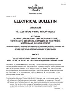 E10-002  Government Services January 28, 2010  ELECTRICAL BULLETIN