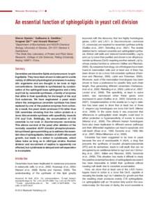 Molecular Microbiology (2012) 䊏  doi:[removed]j[removed]08087.x An essential function of sphingolipids in yeast cell division