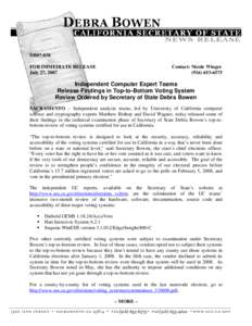 DB07:038 FOR IMMEDIATE RELEASE July 27, 2007 Contact: Nicole Winger[removed]
