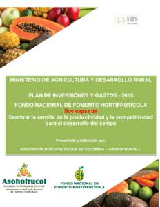 MINISTERIO DE AGRICULTURA Y DESARROLLO RURAL PLAN DE INVERSIONES Y GASTOSFONDO NACIONAL DE FOMENTO HORTIFRUTÍCOLA Soy capaz de Sembrar la semilla de la productividad y la competitividad