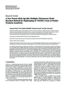 Biochemistry / Polymerase chain reaction / Laboratory techniques / Amplifiers / Ketones / Warfarin / Multiplex polymerase chain reaction / Vitamin K epoxide reductase / Haplotype / Biology / Chemistry / Molecular biology