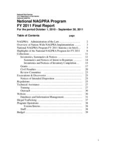 National Park Service U.S. Department of the Interior National NAGPRA National NAGPRA Program FY 2011 Final Report