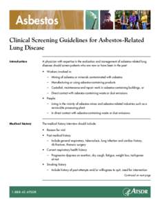 Clinical Screening Guidelines for Asbestos-Related Lung Disease