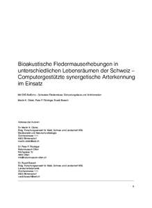 132609_naturforsch_ih_v5_120312_No Joke Movement[removed]:47 Seite 9  Bioakustische Fledermauserhebungen in unterschiedlichen Lebensräumen der Schweiz – Computergestützte synergetische Arterkennung im Einsatz