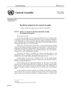 United Nations  A/RES[removed]General Assembly Sixty-third session