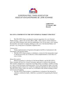 EEA EFTA CONTIBUTION TO THE NEW INTERNAL MARKET STRAEGY