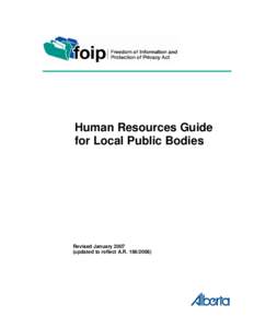 FOIP Human Resources Guide for Local Public Bodies