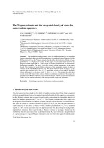 Proc. Indian Acad. Sci. (Math. Sci.) Vol. 112, No. 1, February 2002, pp. 31–53. © Printed in India The Wegner estimate and the integrated density of states for some random operators ´ ERIC