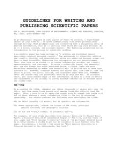 GUIDELINES FOR WRITING AND PUBLISHING SCIENTIFIC PAPERS GUY A. BALDASSARRE, SUNY COLLEGE OF ENVIRONMENTAL SCIENCE AND FORESTRY, SYRACUSE, NY, [removed]removed] As professionals engaged in some aspect of wildlife sc