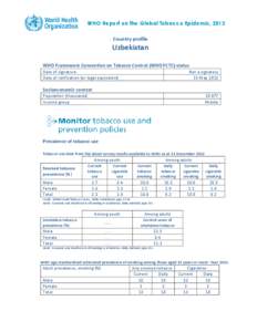 WHO Report on the Global Tobacco Epidemic, 2013 Country profile