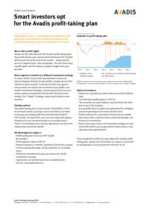 Avadis Asset Growth  Smart investors opt for the Avadis profit-taking plan Spontaneous treats – or watching your investment profits grow. Why not benefit from monthly profit payouts plus