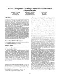 What’s Going On? Learning Communication Rules In Edge Networks Srikanth Kandula Ranveer Chandra