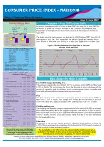 CONSUMER PRICE INDEX - NATIONAL Ministry of Planning and National Development Issue 7: June 2007 Monthly Inflation Rates June 2007