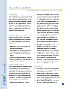 WATER CONSERVATION A Two-Minute Briefing on Key Business Environmental Issues The Big Picture processing and canning plant in Santa Clara, Calif.,