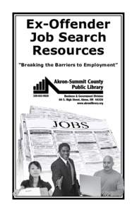 Ex-Offender Job Search Resources “Breaking the Barriers to Employment”  Table of Contents