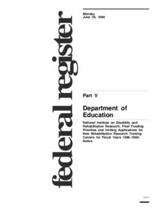 federal register  Monday June 29, 1998  Part V