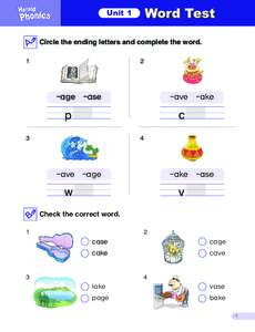 Unit 1  Circle the ending letters and complete the word. 1  2