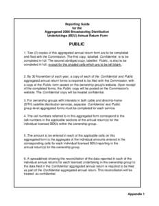 Reporting Guide for the Aggregated 2008 Broadcasting Distribution Undertakings (BDU) Annual Return Form  PUBLIC