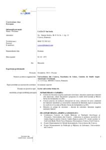 Curriculum vitae Europass Informaţii personale Nume / Prenume  CAZACU Ion Sorin