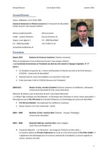 Arnaud Besson  Curriculum Vitae Janvier 2015