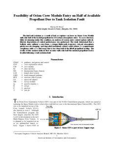 Feasibility of Orion Crew Module Entry on Half of Available Propellant Due to Tank Isolation Fault Marina M. Moen1