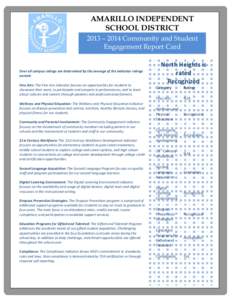 AMARILLO INDEPENDENT SCHOOL DISTRICT 2013 – 2014 Community and Student Engagement Report Card  Over all campus ratings are determined by the average of the indicator ratings