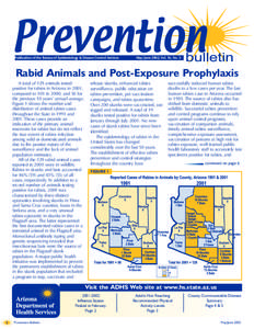 Publication of the Bureau of Epidemiology & Disease Control Services  May/June 2002, Vol. 16, No. 3 Rabid Animals and Post-Exposure Prophylaxis A total of 129 animals tested