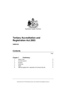 Australian Capital Territory  Tertiary Accreditation and Registration Act 2003 A2003-36