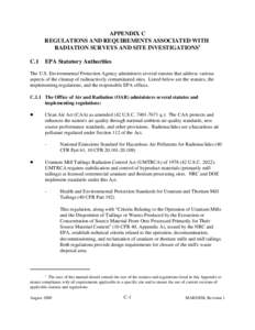 Appendix C: Regulations and Requirements Associated with Radiation Surveys and Site Investigations