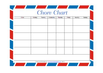 Printable Red Blue Frame Chore Chart