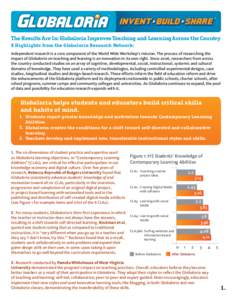 The Results Are In: Globaloria Improves Teaching and Learning Across the Country 8 Highlights from the Globaloria Research Network: Independent research is a core component of the World Wide Workshop’s mission. The pro