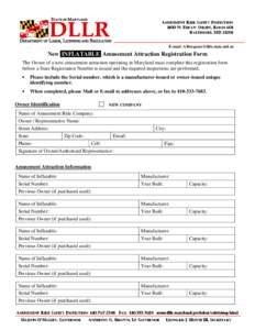 AMUSEMENT RIDE SAFETY INSPECTION 1100 N. EUTAW STREET, ROOM 601 BALTIMORE, MD[removed]E-mail: [removed]